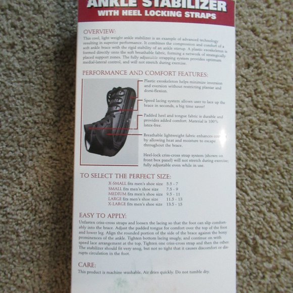 $7SALE Ankle Brace Form Fit XL Stabilizer New in Box Lightweight locking straps - Picture 3 of 14